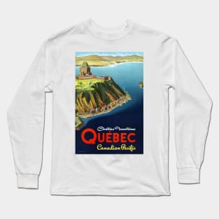 Vintage Travel Poster Canada Quebec Long Sleeve T-Shirt